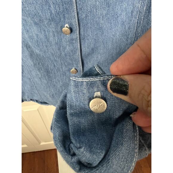 Vintage Bill Blass Women's Denim Jean Python Snake Print Collared Blouse Small - Picture 5 of 8